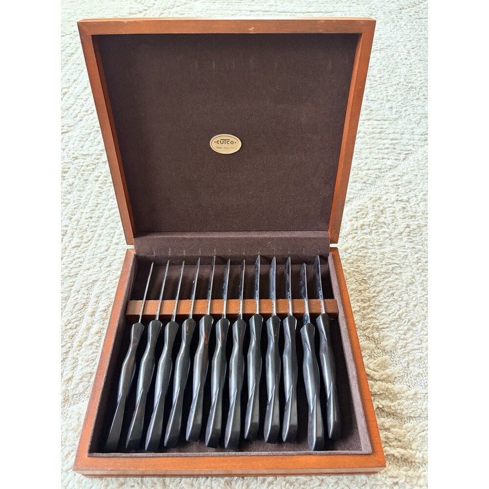 Vintage 1987 Set Of Double-D DD Cutco Knives #1759 W/ Walnut Box & Certificate